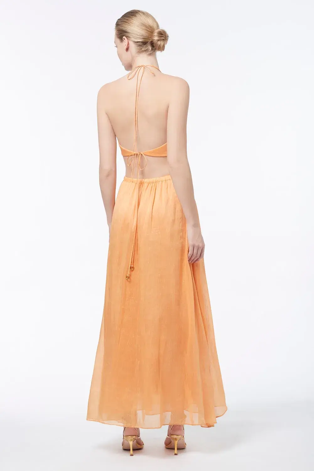 Manning Cartell Lyrical Colours Halter Maxi Dress Orange Size 8 - Image 3
