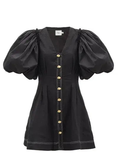 Aje Quietude Puff-Sleeved Mini Dress Black Size 6  - Image 5