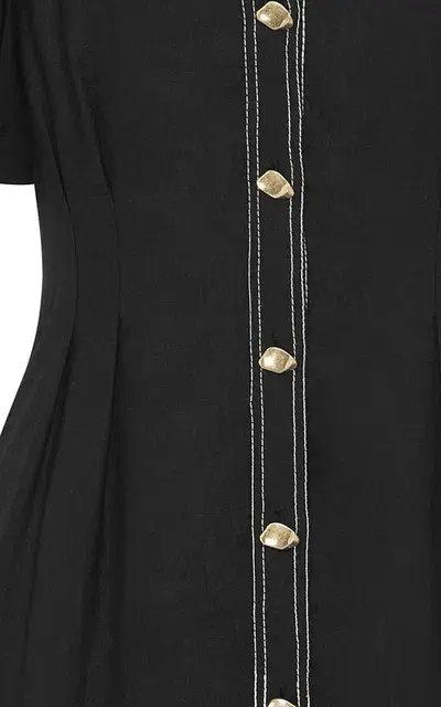 Aje Quietude Puff-Sleeved Mini Dress Black Size 6  - Image 4