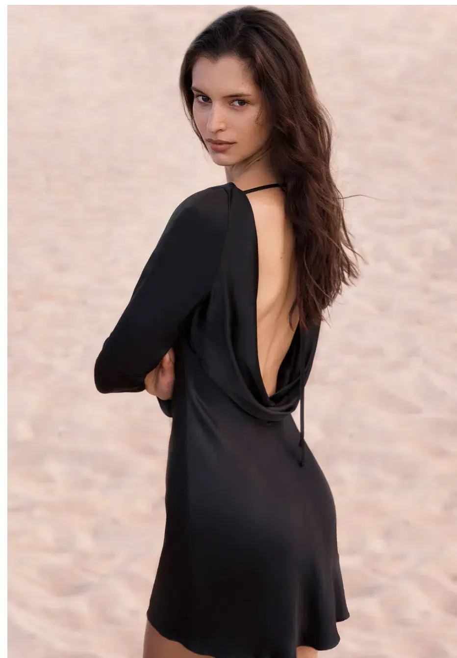 Shona Joy La Lune Long Sleeve Backless Mini Dress Black Size 14 - Image 3