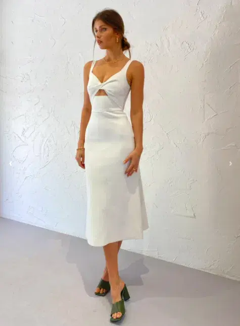 Bec & Bridge Pearl Midi Dress Ivory Size 10 - Image 3