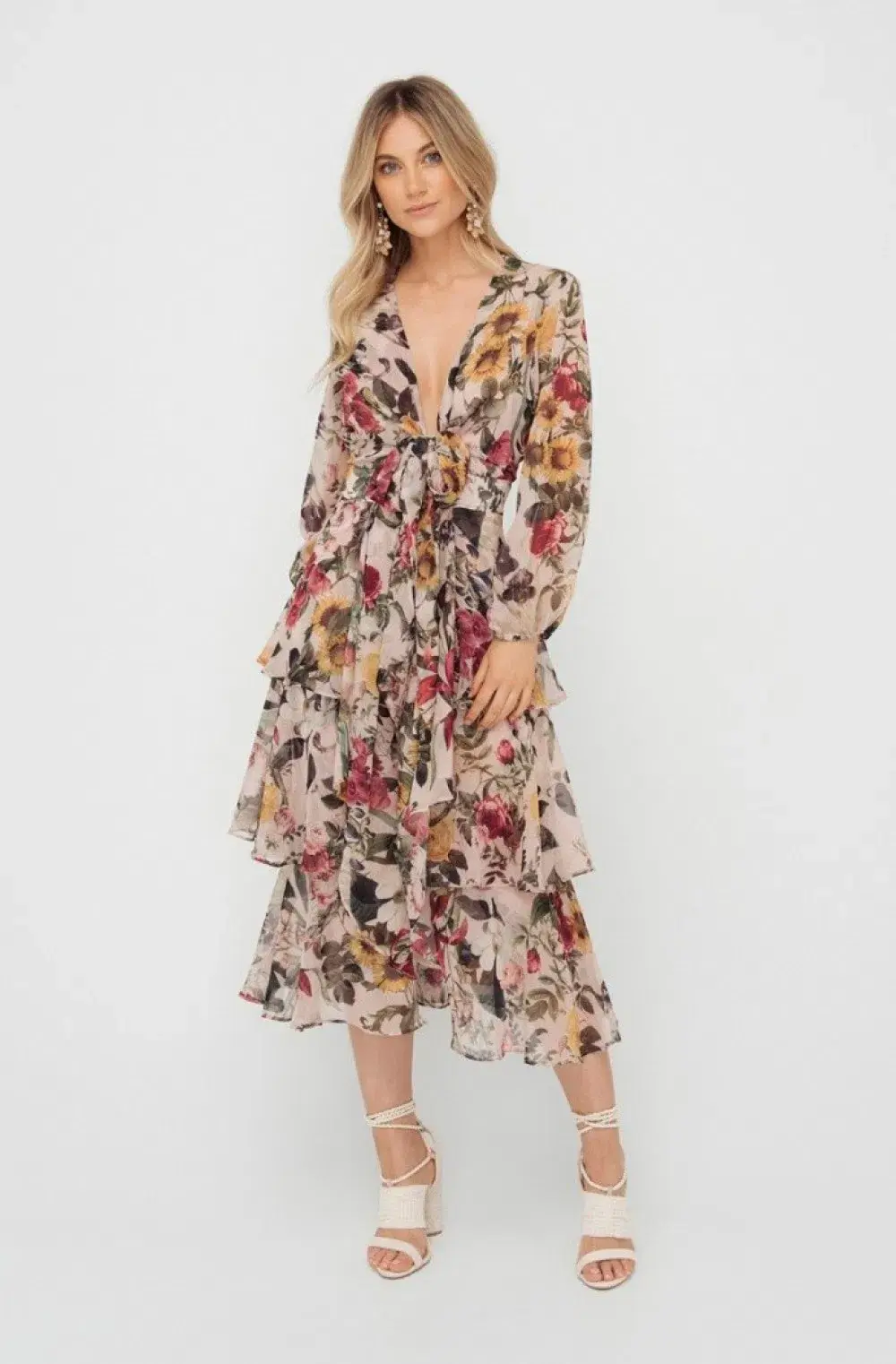 Sheike Cupid Floral Tiered Dress Mulit Size 6  - Image 1