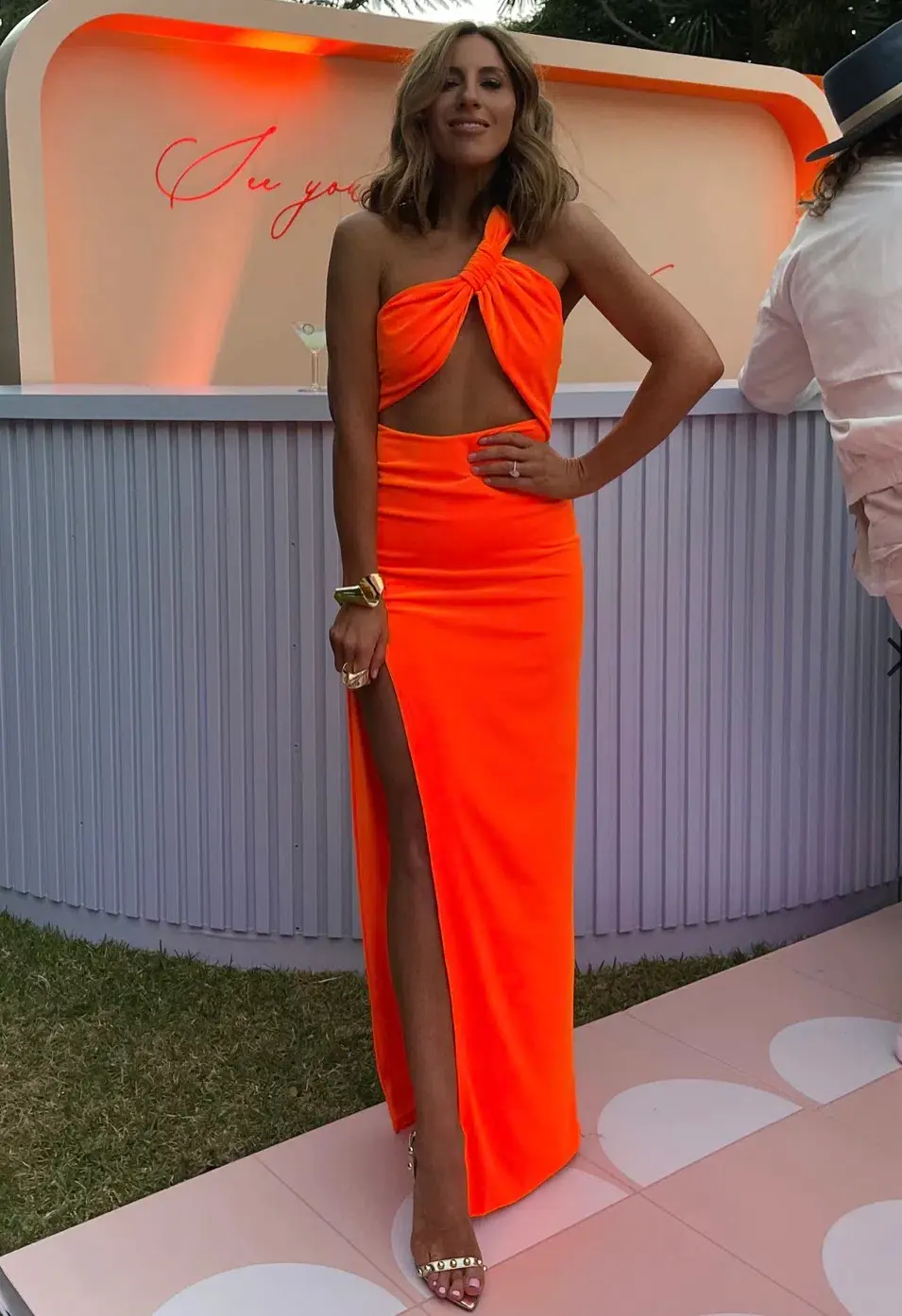 Effie Kats Lana Gown Neon Orange Size S - Image 3