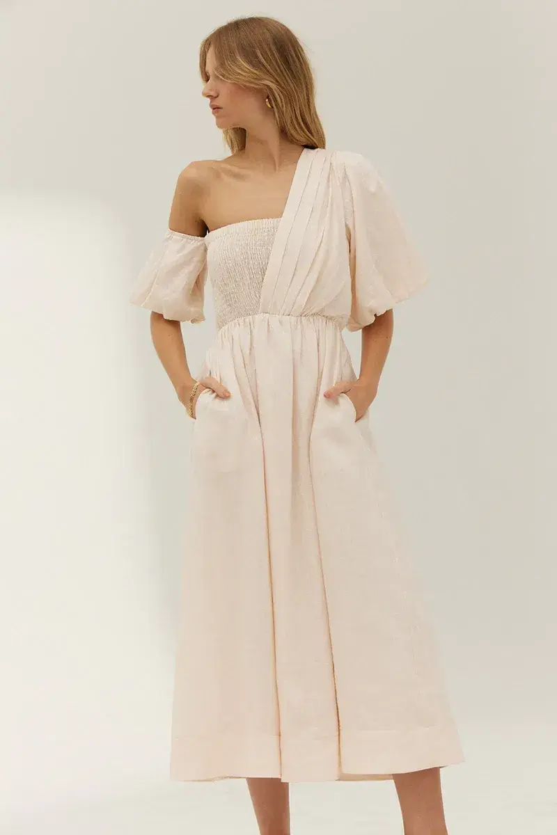 Sovere Delay Midi Dress Oyster Pink Size 8 for rent on The Volte - main image