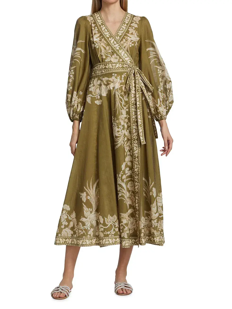 Zimmermann Anneke Wrap Midi Dress Green Size 12  - Image 1