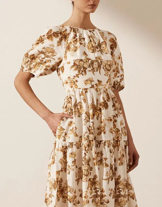 Shona Joy Follow Bella Short Sleeve Open Back Midi Dress Print Size 8 - Image 4