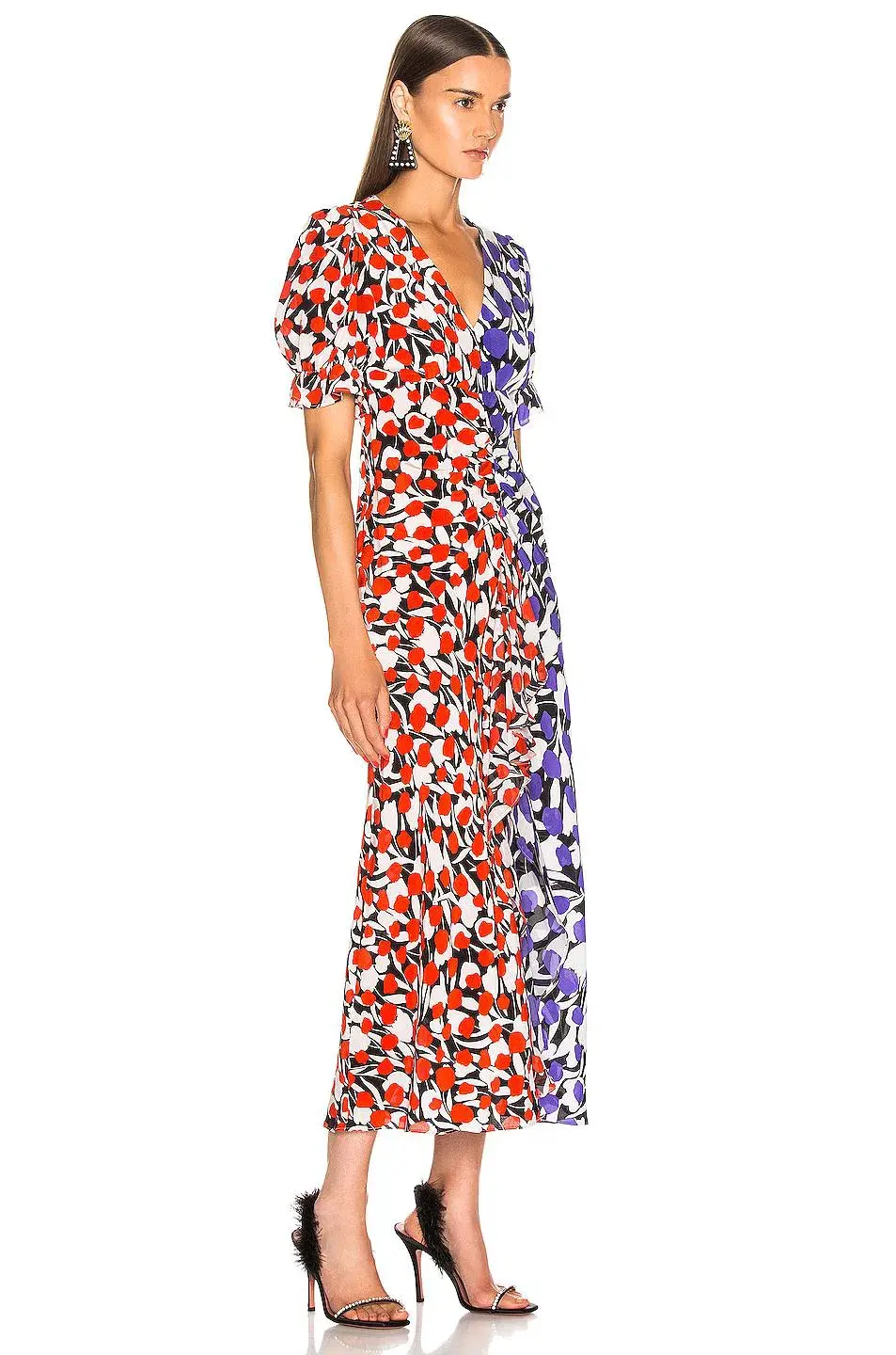 Rixo London Ariel Tulip Bicolor Midi Dress Print Size 8  - Image 3
