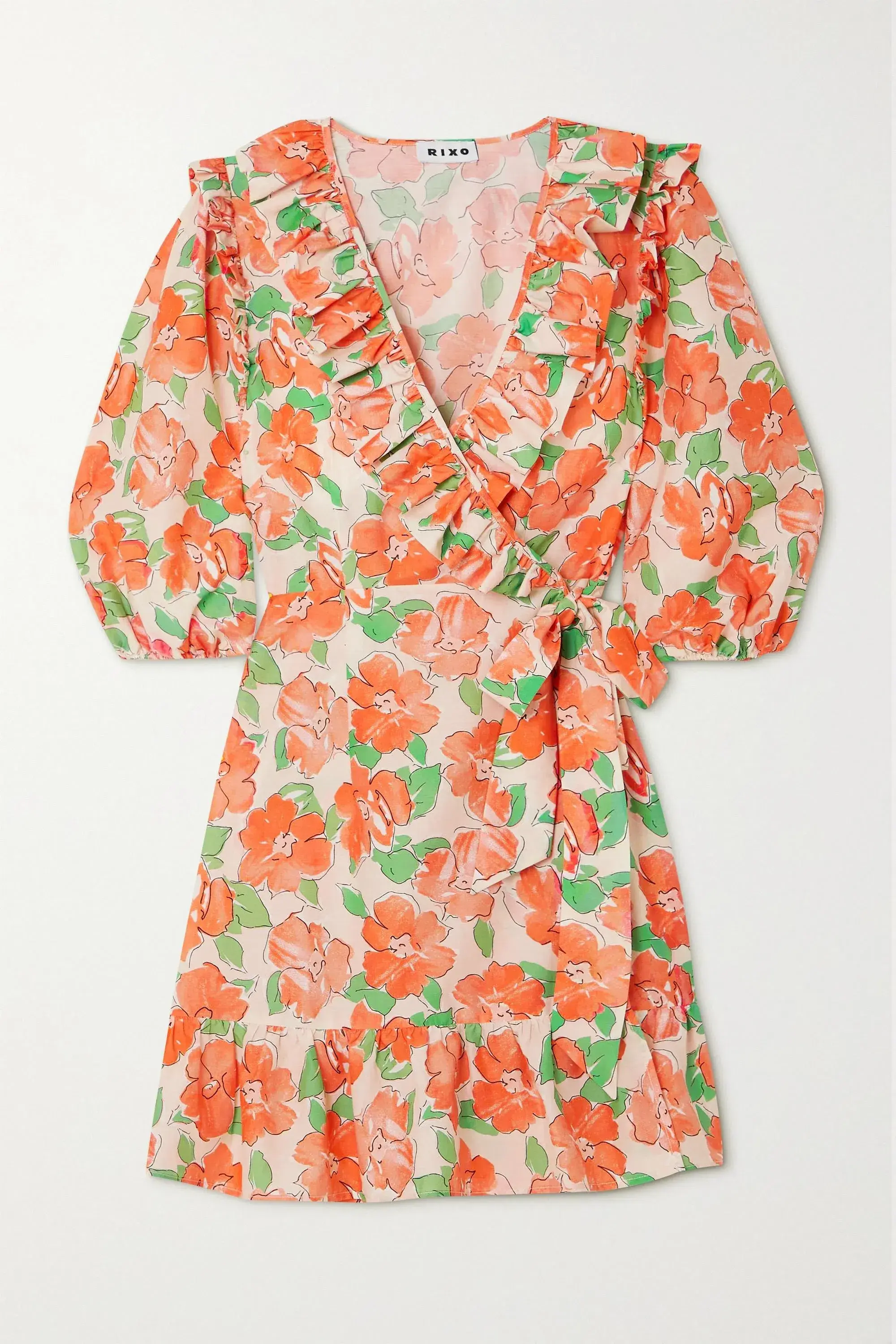 Rixo London Lennon Floral Print Wrap Dress Orange Size 10  - Image 5