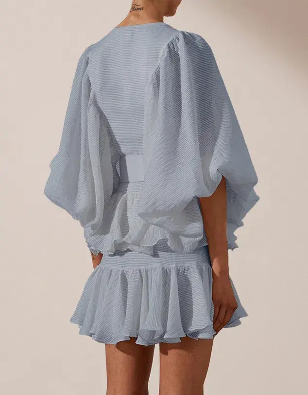 Shona Joy Charlotte Plunged Draped Mini Dress Blue Size 6 - Image 4