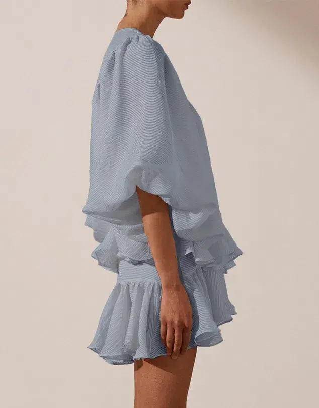 Shona Joy Charlotte Plunged Draped Mini Dress Blue Size 6 - Image 3