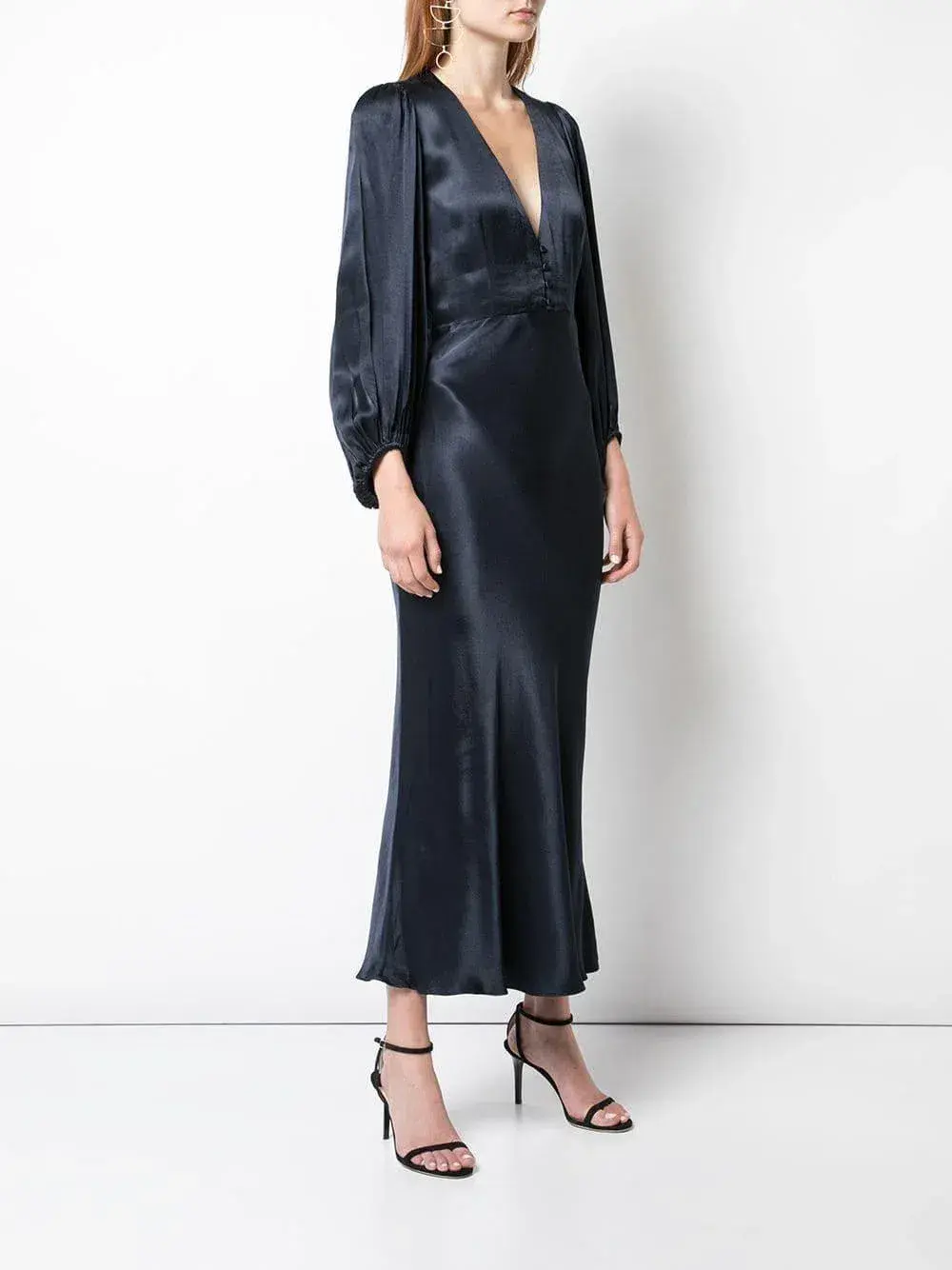 Shona Joy Morrison Longsleeve Bias Midi Dress Navy Size 10 for rent on The Volte - main image