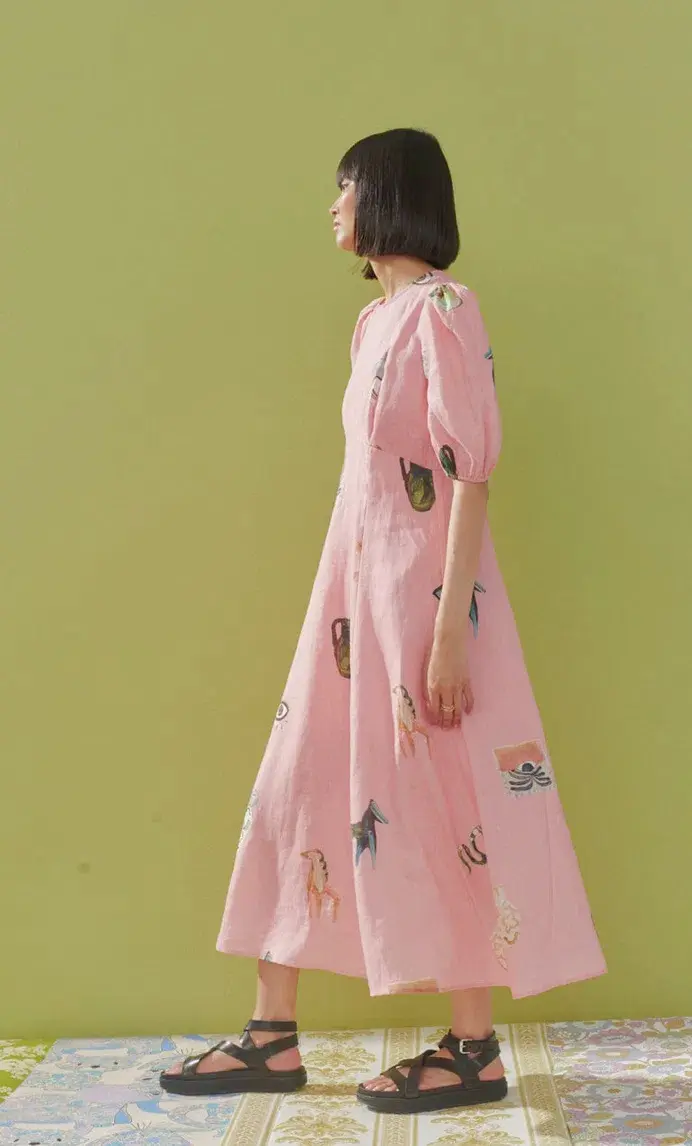 Alemais Cleo Midi Dress Pink Size 10 for rent on The Volte - main image