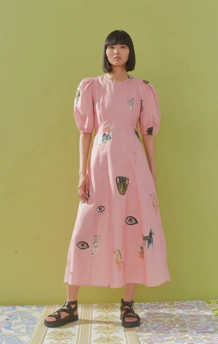 Alemais Cleo Midi Dress Pink Size 10 - Image 6
