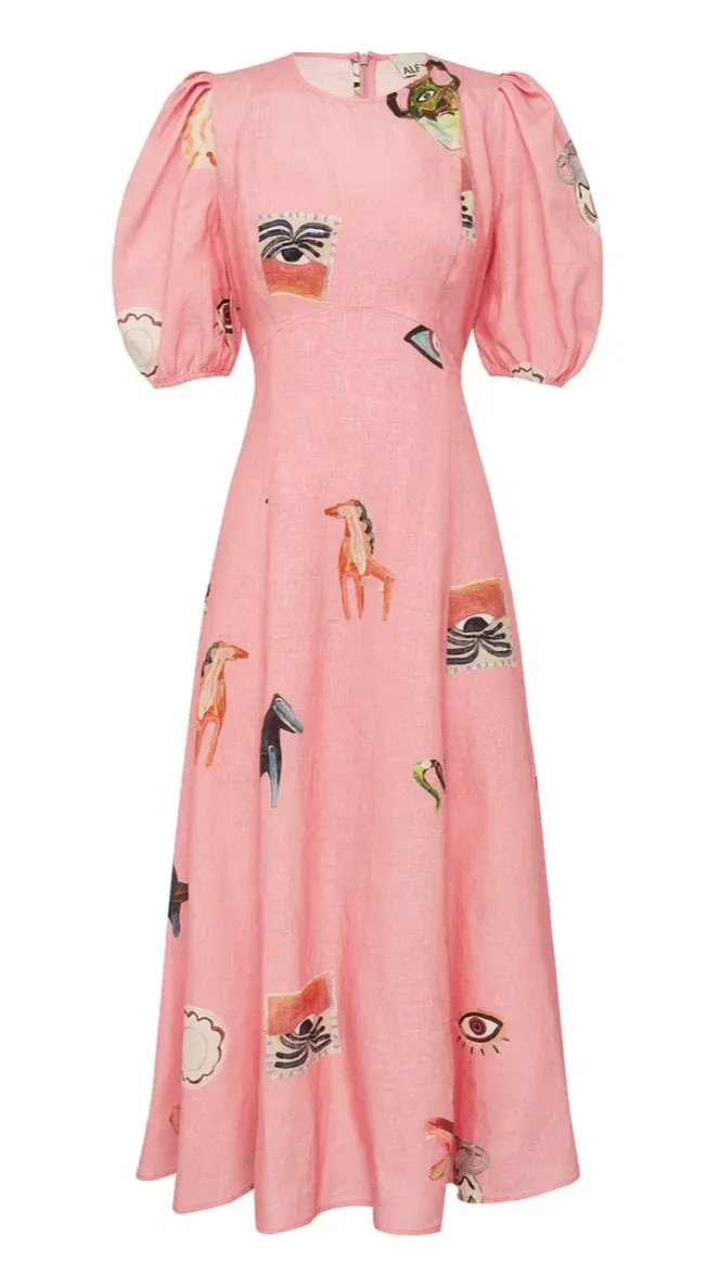 Alemais Cleo Midi Dress Pink Size 10 for rent on The Volte - main image