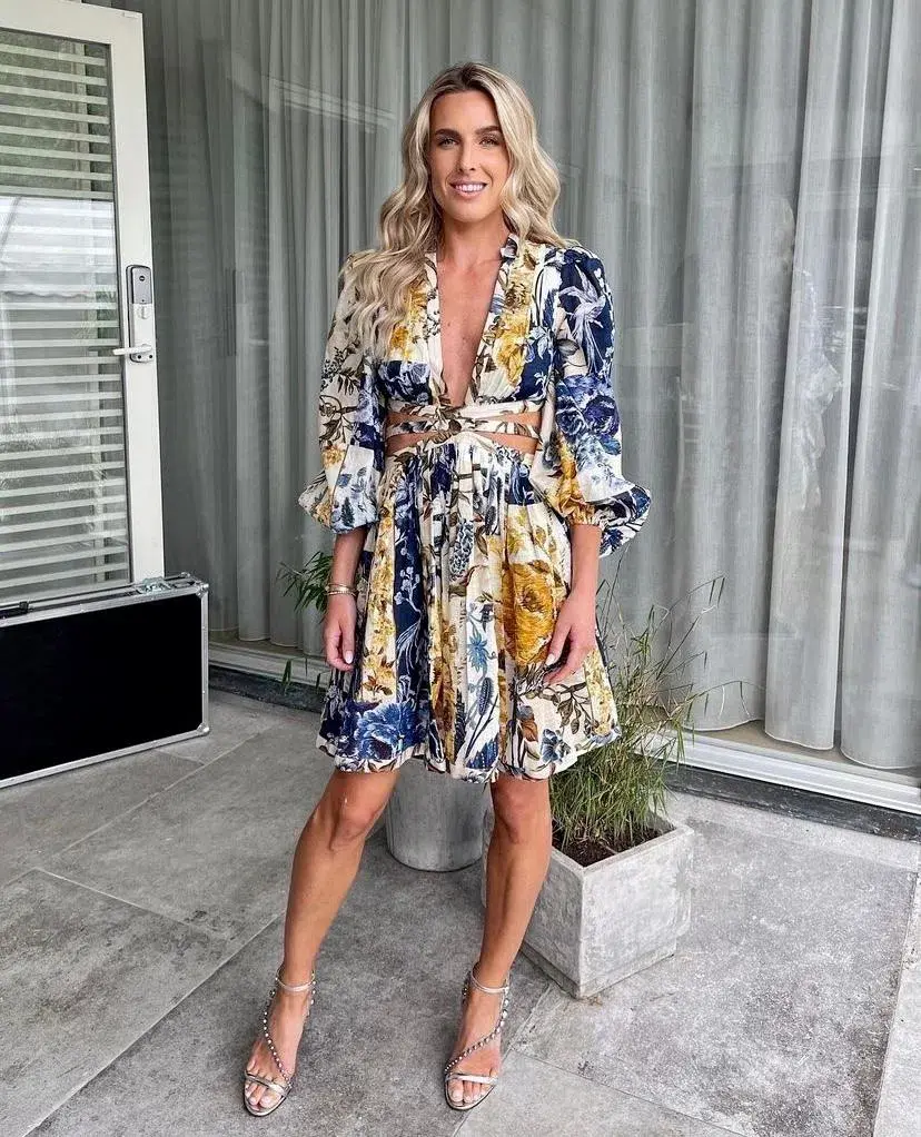 Zimmermann Aliane Cut Out Short Dress in Patchwork Floral Print Size 12 - Image 1