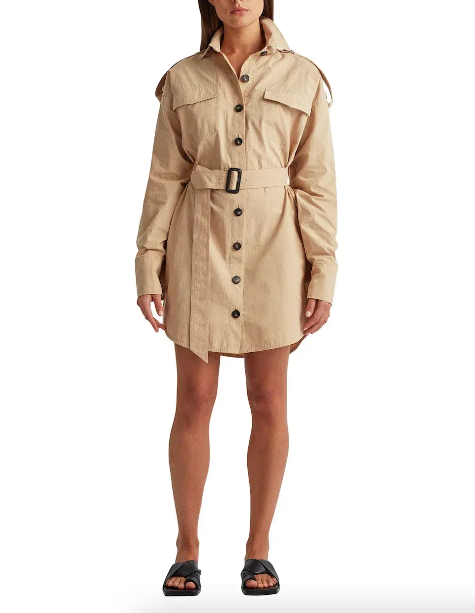 Camilla and marc Frank Mini Shirt Dress Nude Size 6 - Image 2