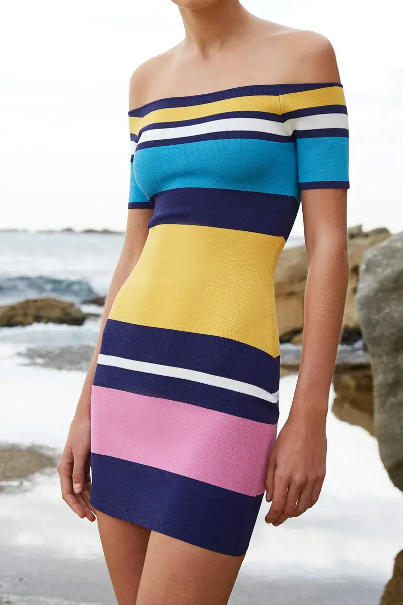 By Johnny Coloured Lines Mni Dress Multi Size 8 - Image 1