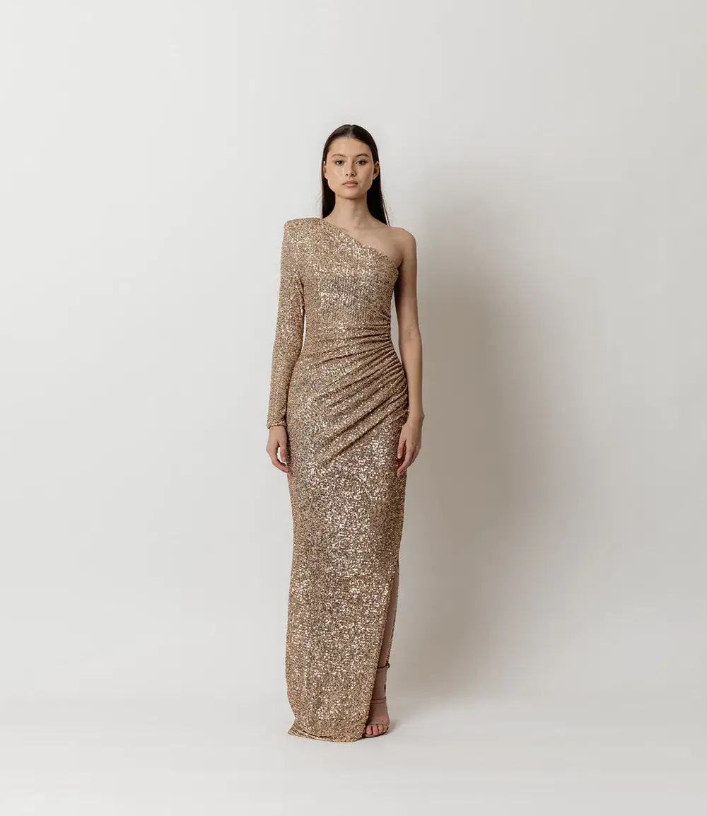 Meraki Freja Sequin Dress Gold Size 12 - Image 1