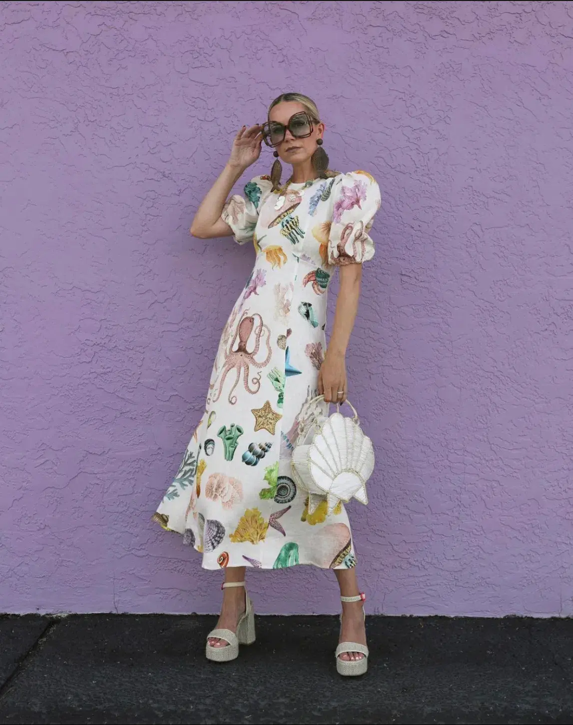 Alemais Adella Atlantis-print Linen-voile Midi Dress Print Size 12  - Image 1