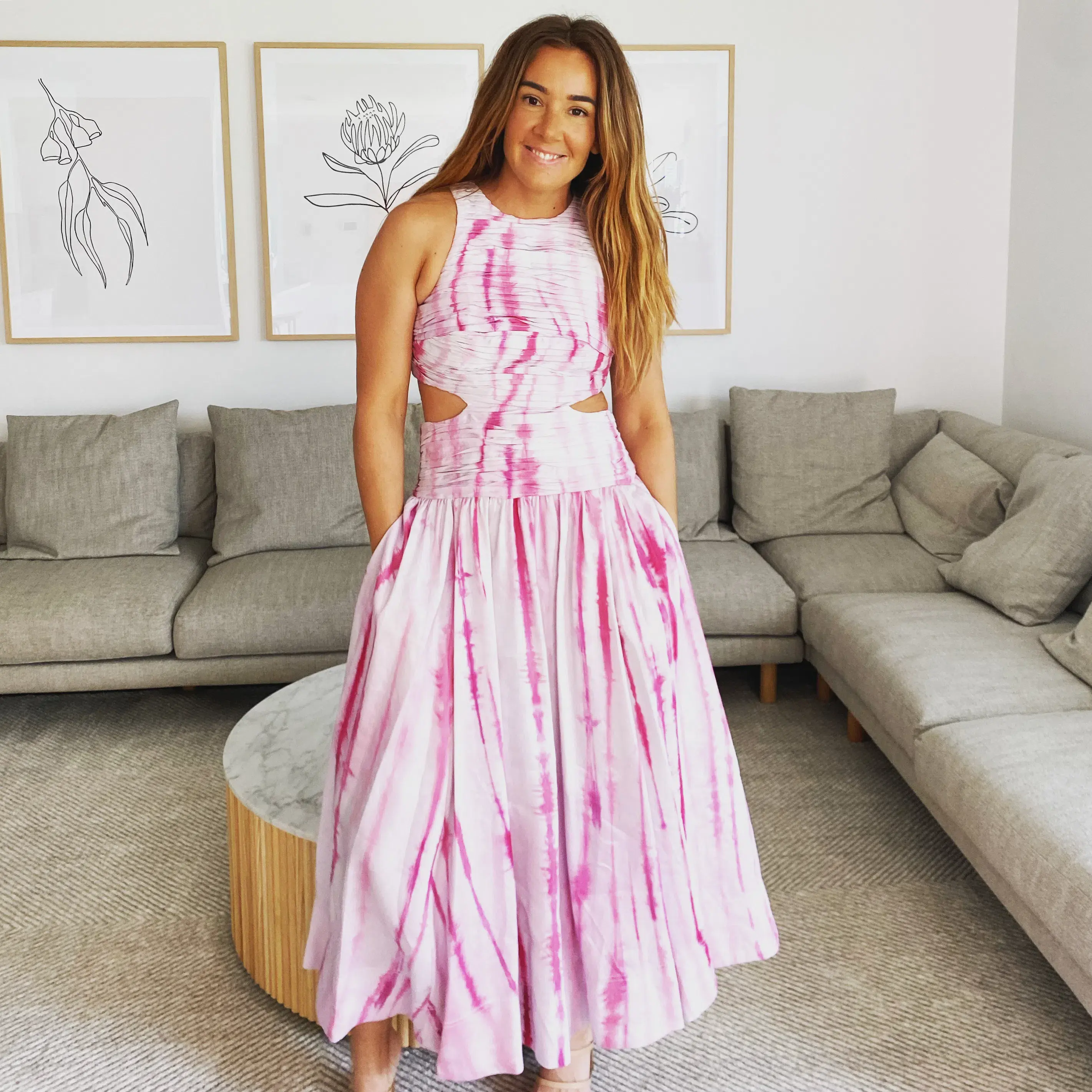 Aje Introspect Cut Out Midi Dress Pink Size 10  - Image 1
