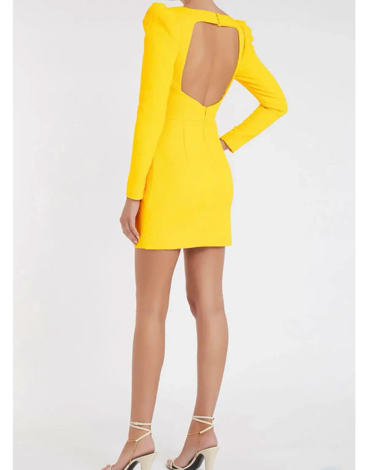 Rebecca Vallance Jaclyn Long Sleeve Mini Dress Yellow Size 12  - Image 3