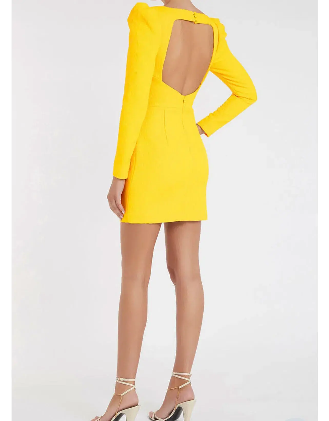 Rebecca Vallance Jaclyn Long Sleeve Mini Dress Yellow Size 12  - Image 3