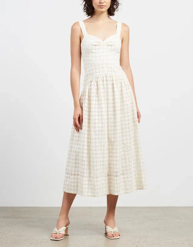 Shona Joy Penelope Midi Dress Cream Size 12  - Image 1