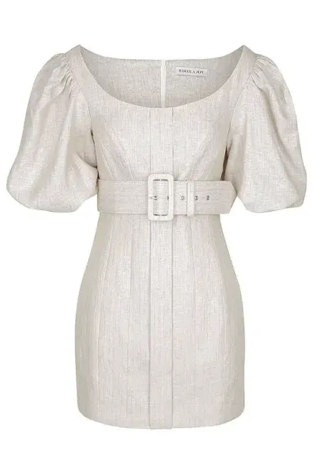Shona Joy Hamilton Off Shoulder Fitted Mini Dress Beige Size 12 - Image 4