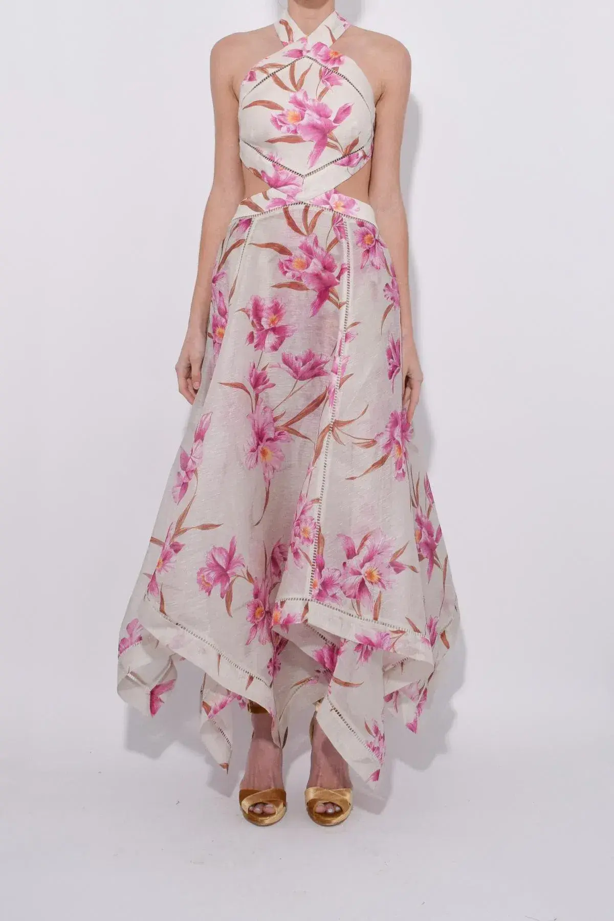 Zimmerman Corsage Halter Dress in Fuschia Orchid Print Size 0 - Image 3