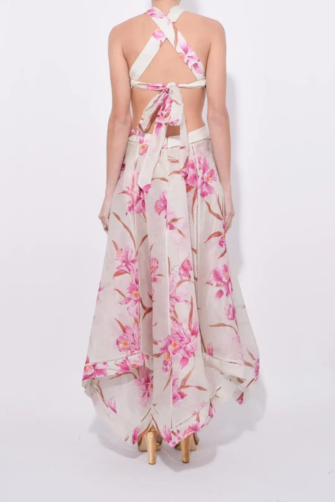 Zimmerman Corsage Halter Dress in Fuschia Orchid Print Size 0 for rent on The Volte - main image