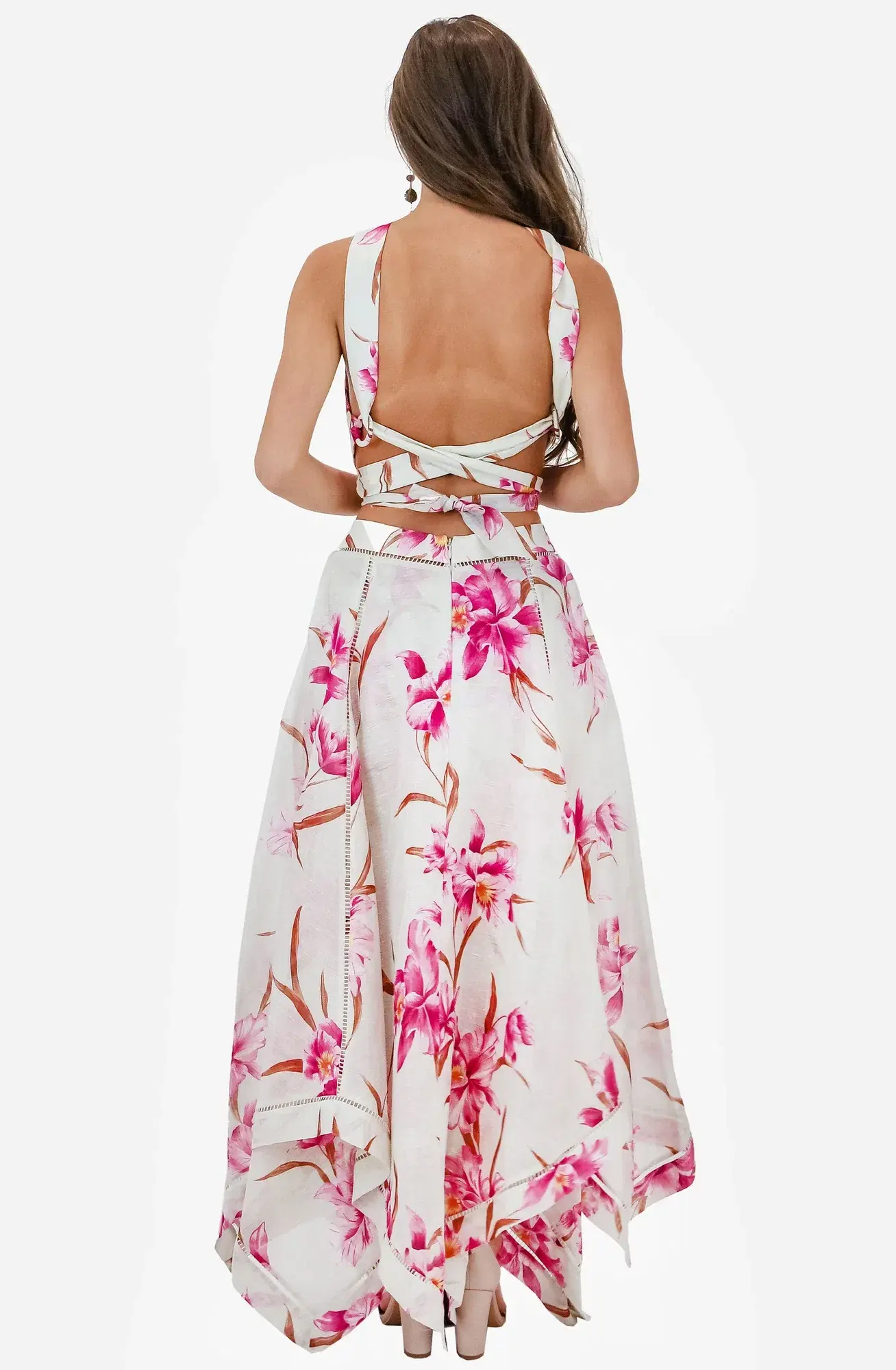 Zimmerman Corsage Halter Dress in Fuschia Orchid Print Size 0 - Image 2