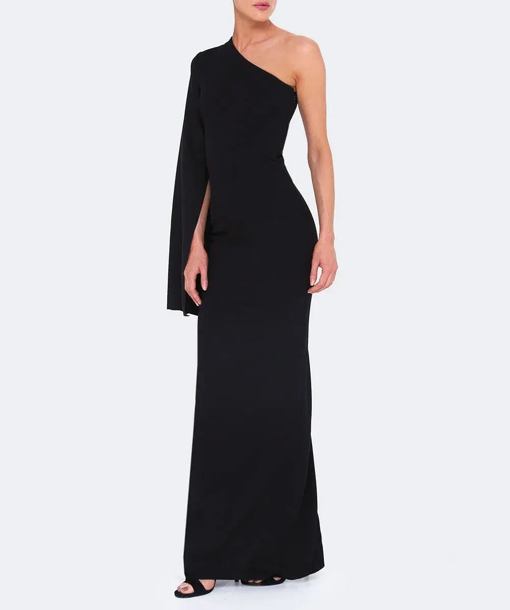 Solace London Ysabel One Shoulder Black Maxi Dress Size 2 - Image 2