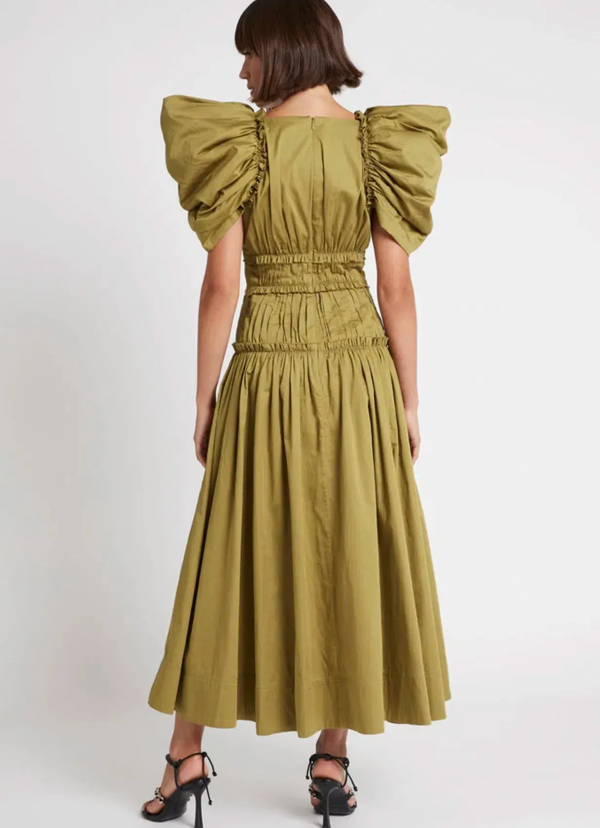 Aje Frequency Butterfly Sleeve Midi Dress Green Size 6 - Image 2
