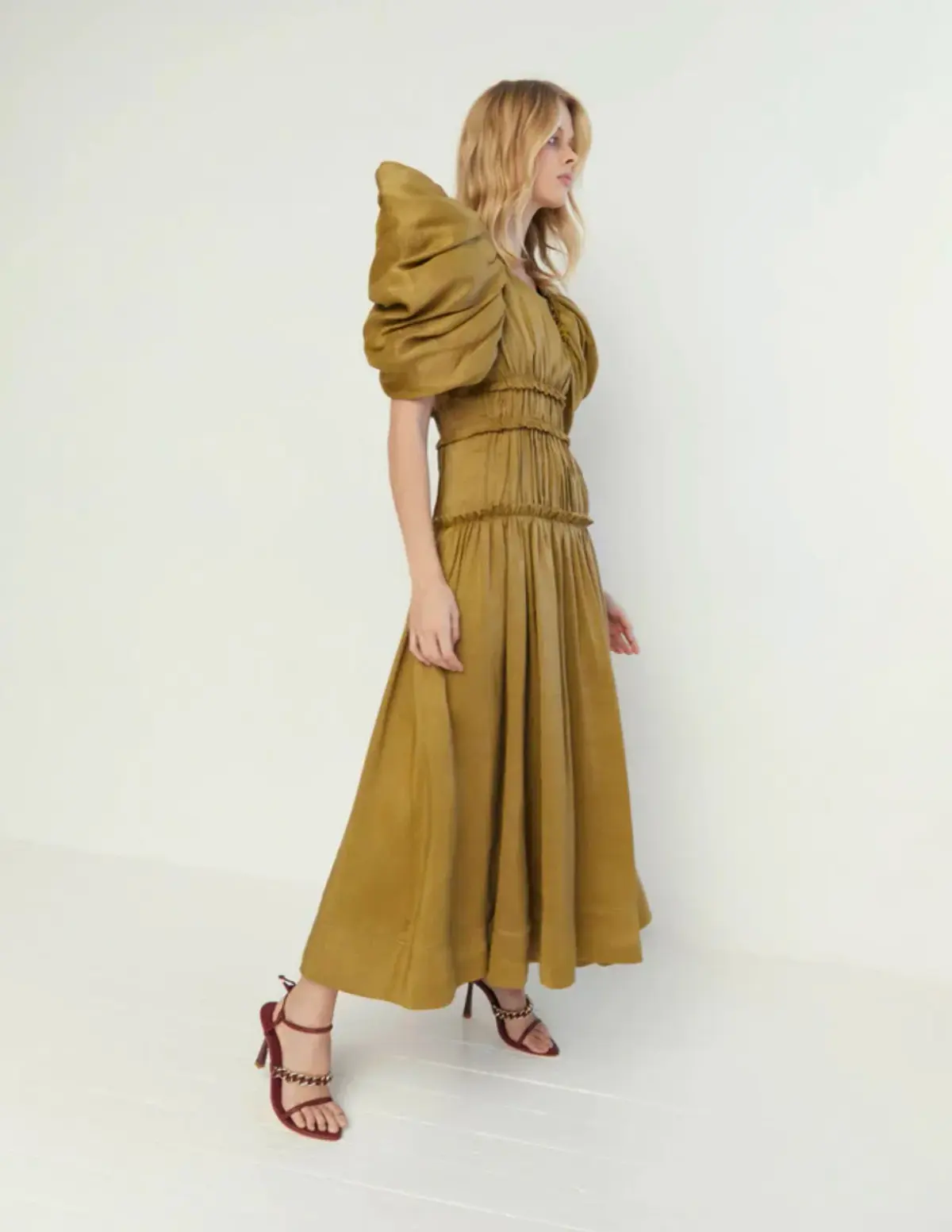 Aje Frequency Butterfly Sleeve Midi Dress Green Size 6 - Image 3