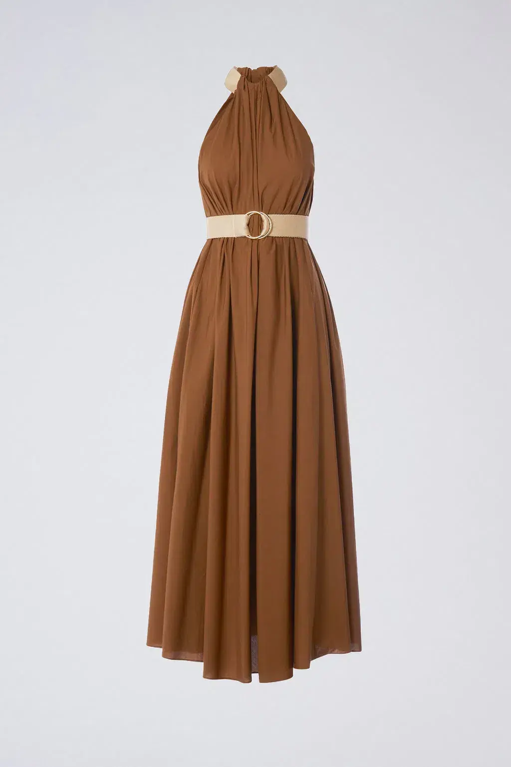 Scanlan Theodore Cotton Strapping Dress Coconut Brown Size 8 - Image 5