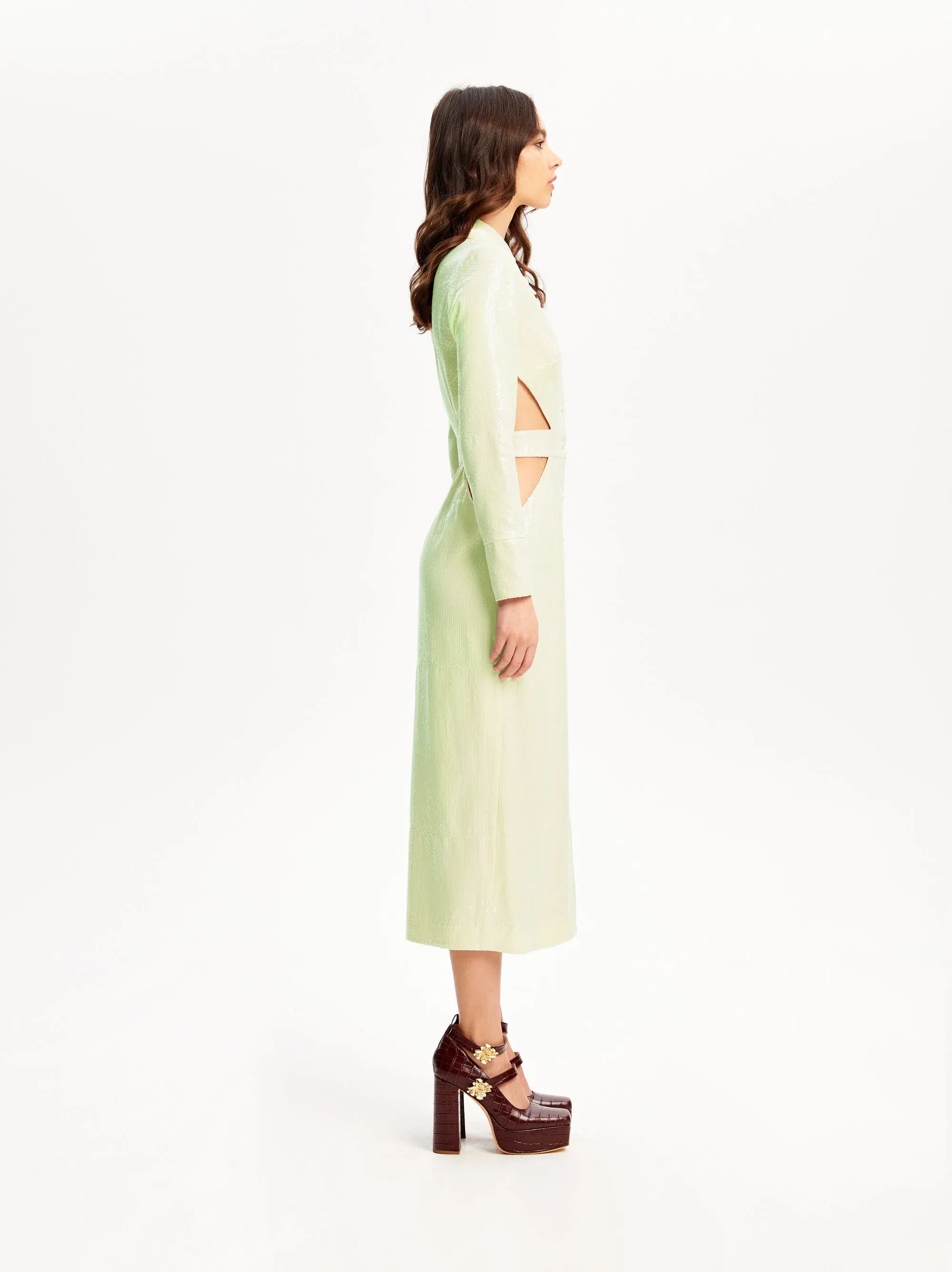 Alice McCall Lime Cream Night Sky Trench Green Size 8 - Image 4