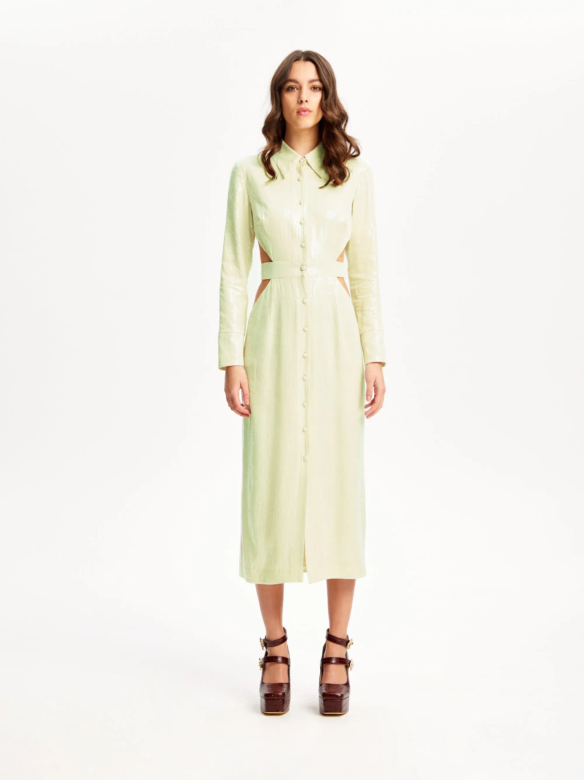 Alice McCall Lime Cream Night Sky Trench Green Size 8 - Image 1