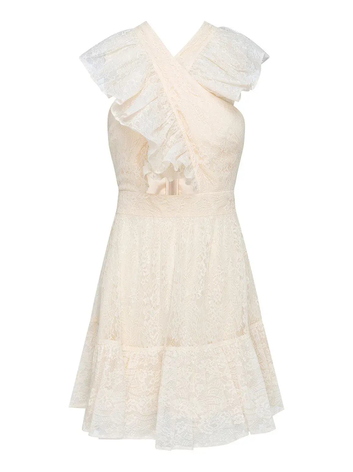 Alice McCall New Romantics Ruffle Mini Dress Cream Size 10 - Image 6