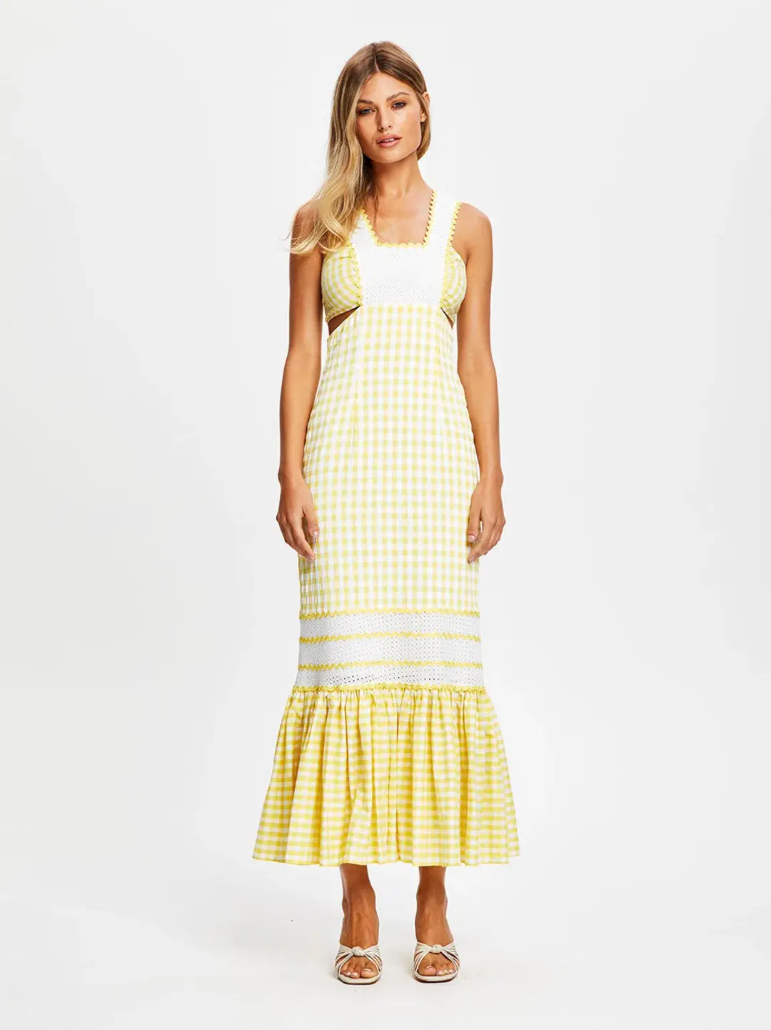 Alice McCall Mango Wild Angels Midi Dress Yellow Print Size 12 for rent on The Volte - main image