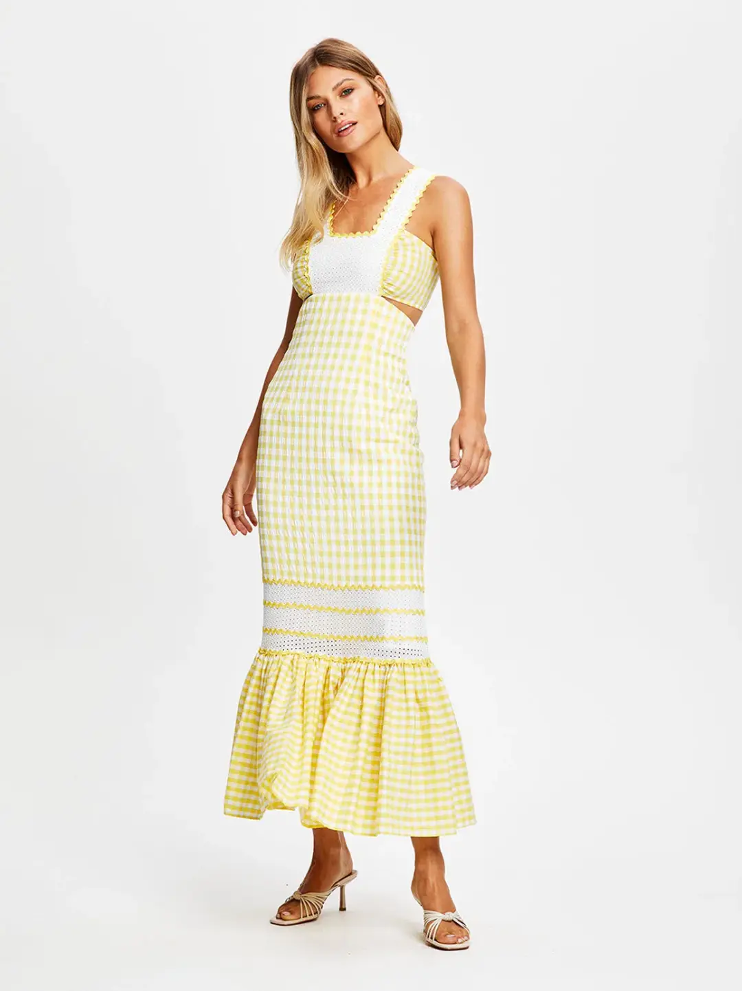 Alice McCall Mango Wild Angels Midi Dress Yellow Print Size 12 for rent on The Volte - main image