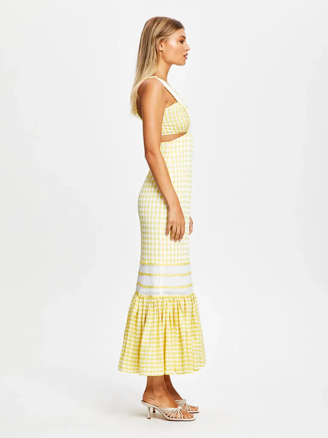 Alice McCall Mango Wild Angels Midi Dress Yellow Print Size 12 for rent on The Volte - main image