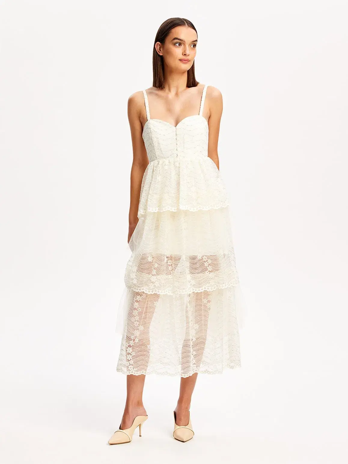 Alice McCall Creme Moonstruck Midi Dress Cream Size 12 - Image 4