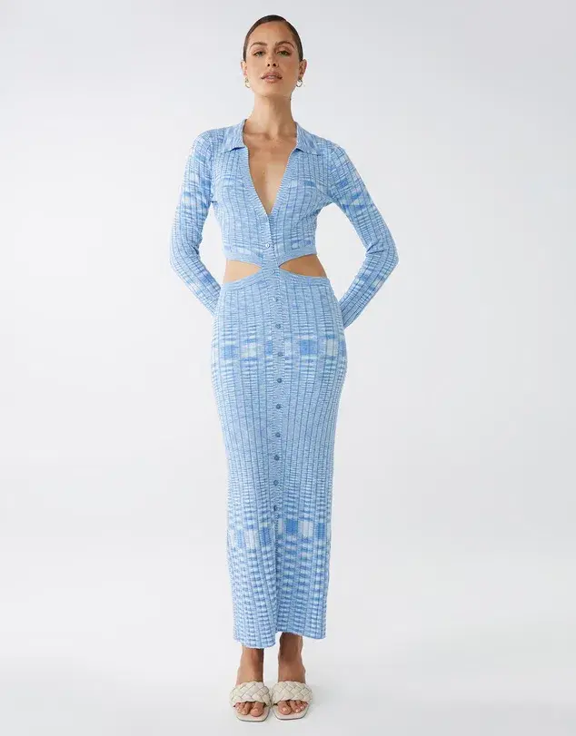 Blue Lover Cartia Knit Dress Blue Size 8 - Image 1