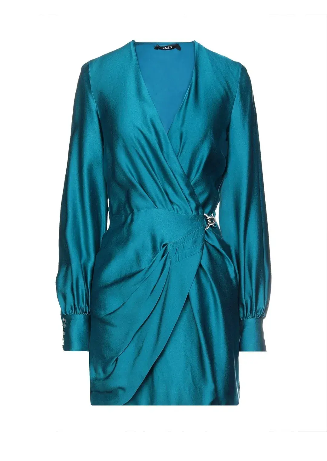 Amen Long Sleeve Wrap Mini Dress Jade Size 12 - Image 3