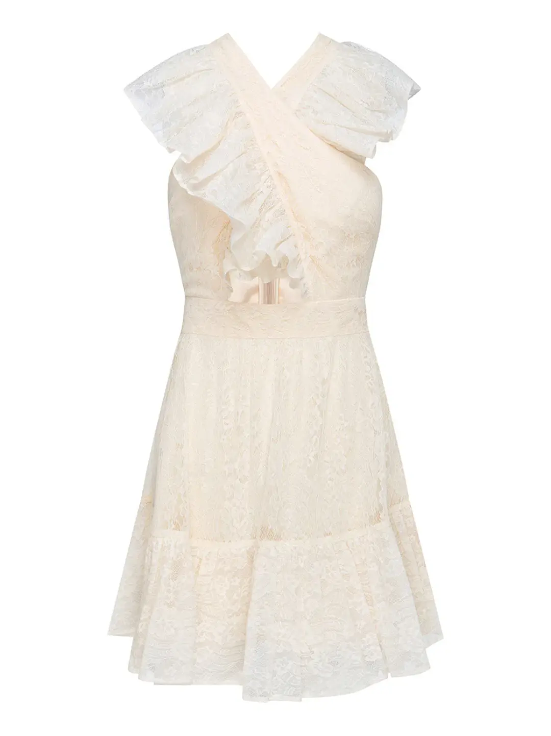 Alice McCall New Romantics Ruffle Mini Dress Cream Size 14 for rent on The Volte - main image