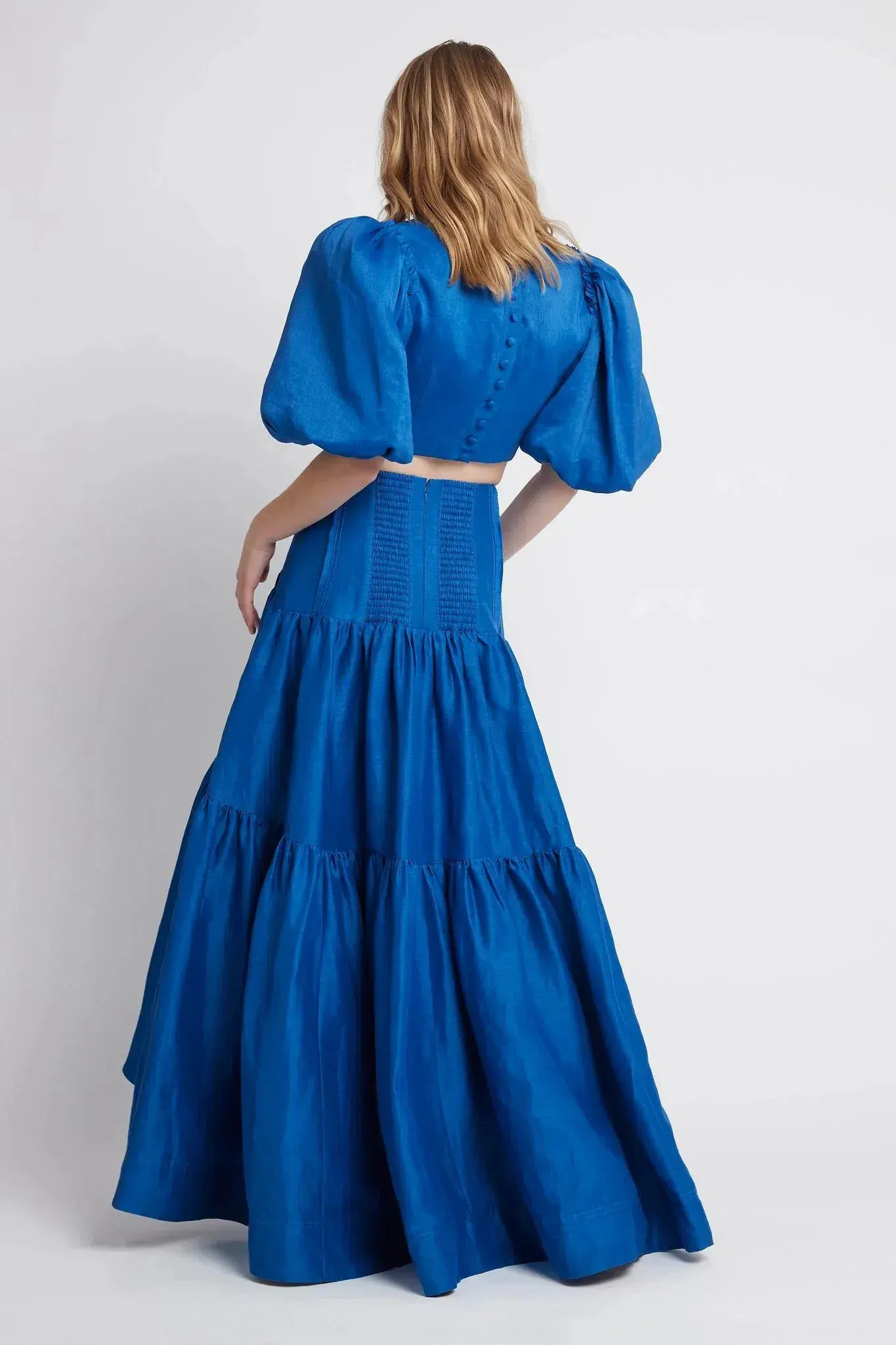 Aje Reverb Set Puff Sleeve Crop Top and Gathered Midi Skirt Set Blue Size 8 - Image 3