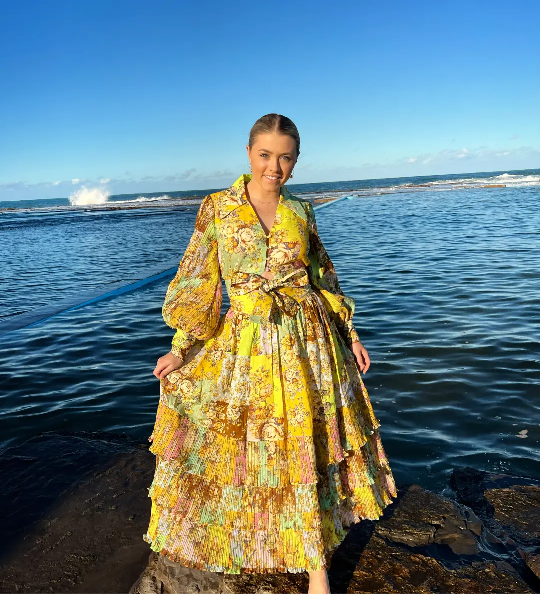 Alemais Matilde Tie Front Top & Pleat Skirt Set Multi Size 10 for rent on The Volte - main image