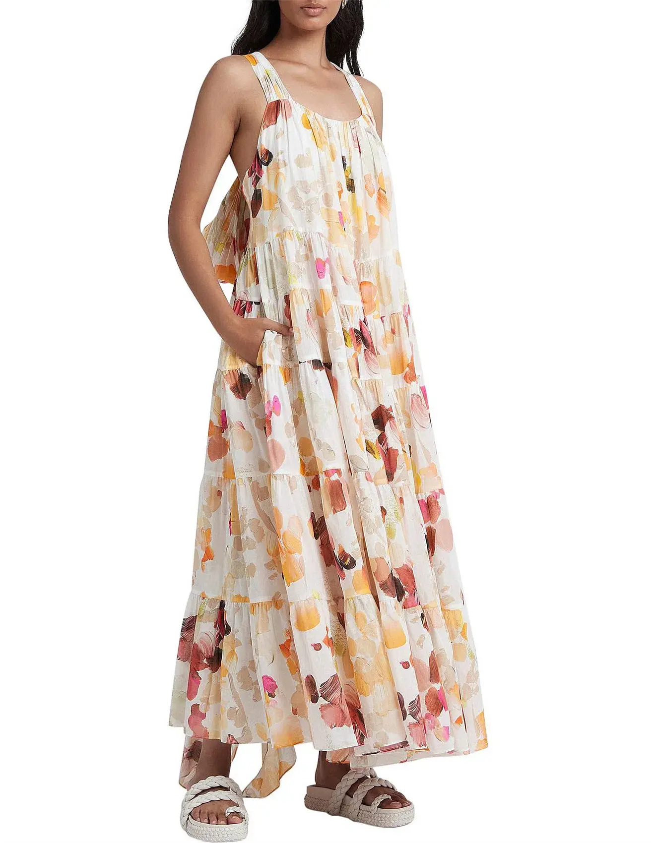 AJE Dassia Tiered Bow Back Maxi Dress - Image 1