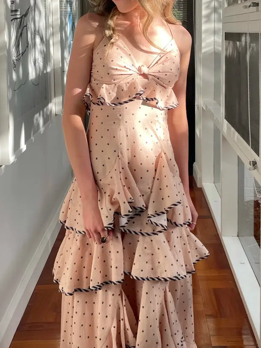 Alemais Ruffle Tiered Maxi Polka Dot Dress Print Size 6 - Image 3
