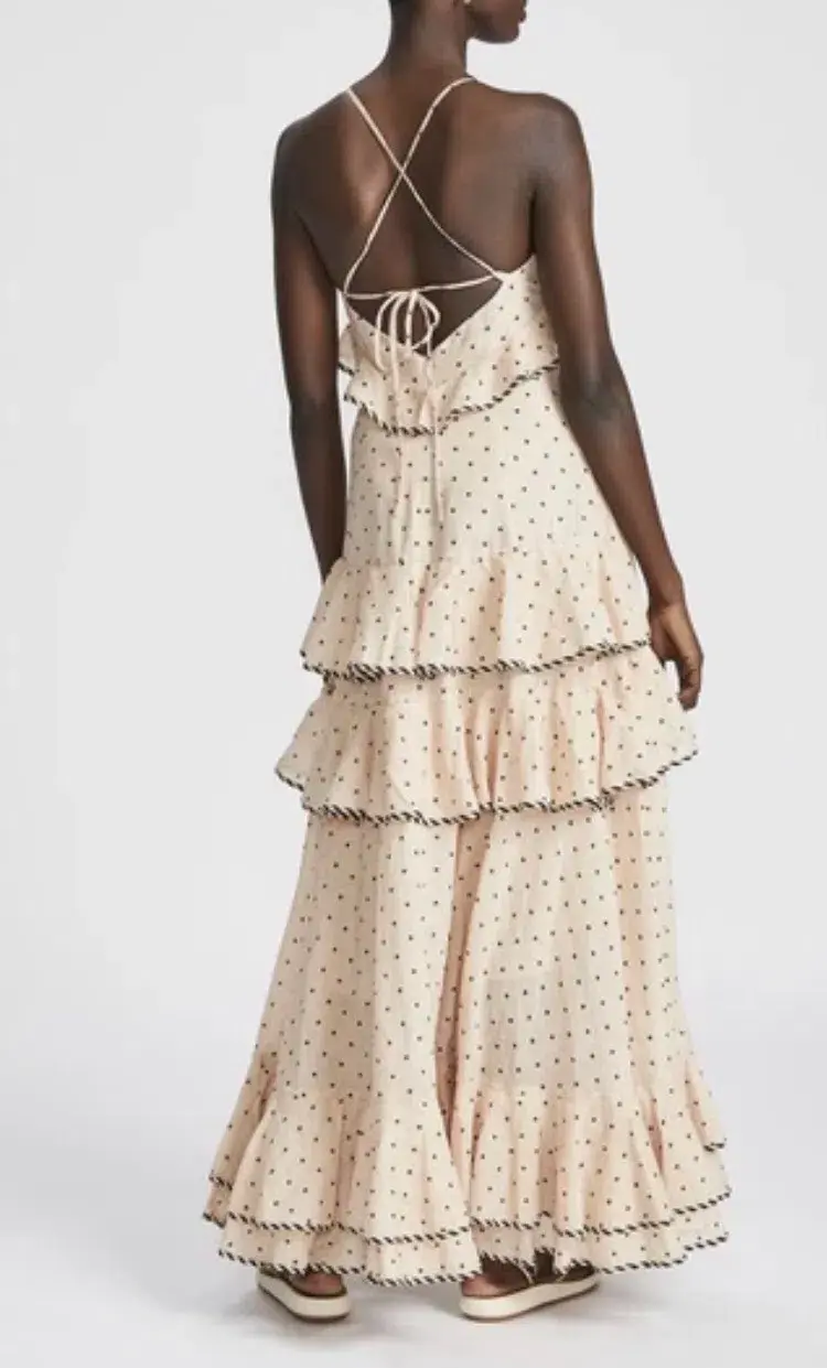 Alemais Ruffle Tiered Maxi Polka Dot Dress Print Size 6 - Image 2